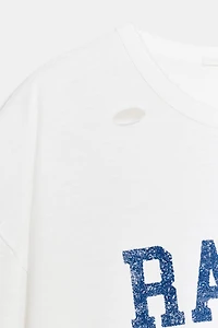 T-SHIRT OVERSIZE DÉCHIRÉ INSCRIPTION