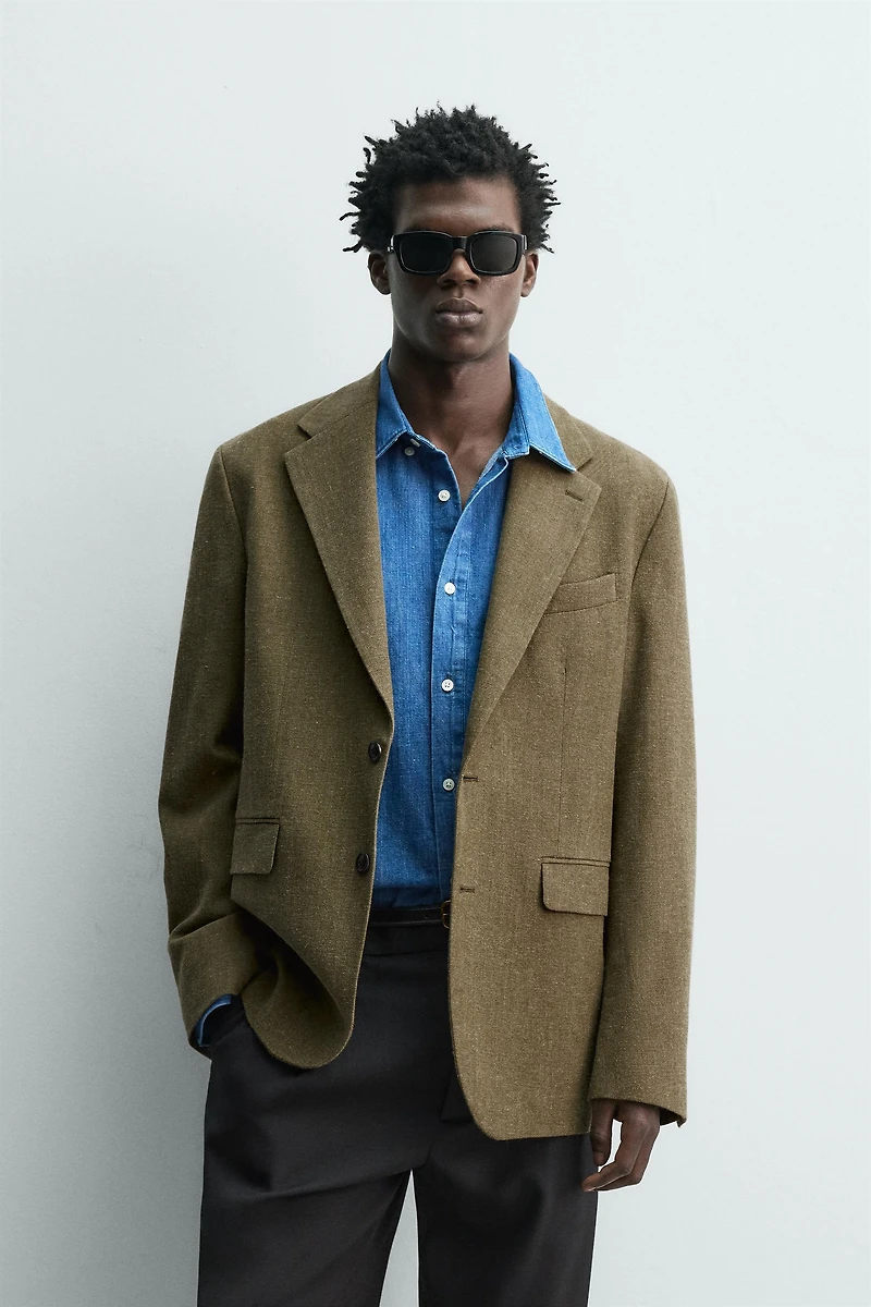 WOOL BLEND TEXTURED BLAZER