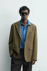 WOOL BLEND TEXTURED BLAZER