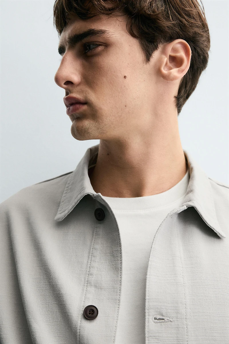 HERRINGBONE BOXY FIT OVERSHIRT