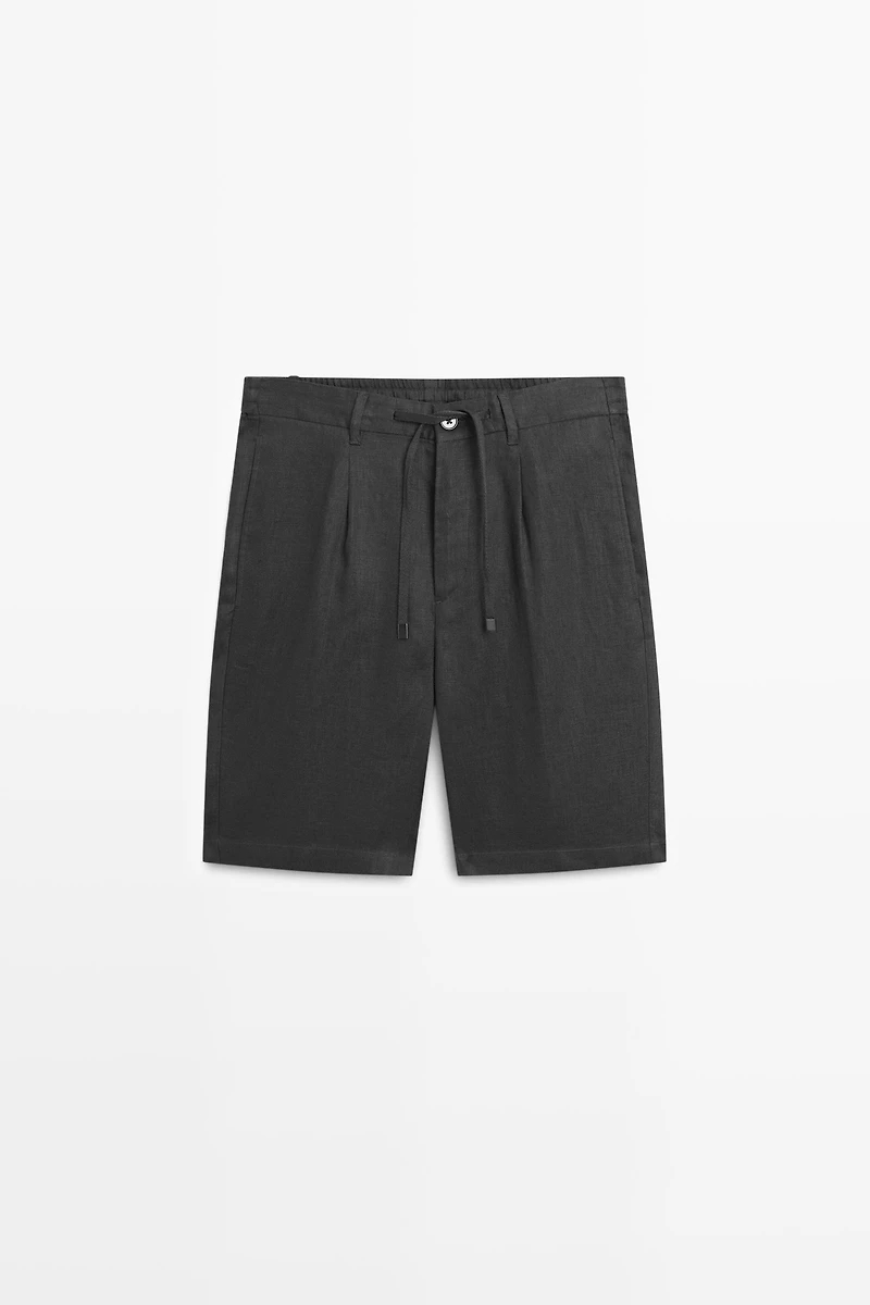 Linen co-ord elastic waist Bermuda shorts