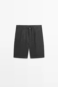 Linen co-ord elastic waist Bermuda shorts