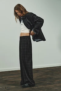 PLAID BLAZER WITH SHOULDER PADS