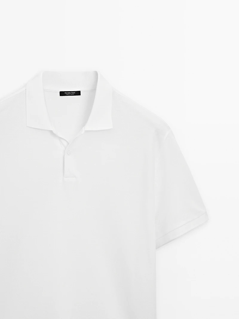 Micro textured piqué cotton polo shirt