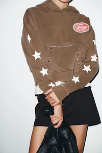 HOODED SWEATSHIRT WITH TEXT PRINT