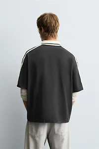 RETRO FOOTBALL PRINT POLO SHIRT