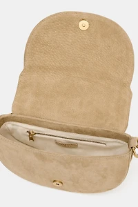 SPLIT LEATHER MAXI BUCKET BAG WITH HANDLE DETAIL
