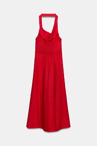 ROBE MI-LONGUE HALTER EN LIN