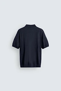 SILK LINEN BLEND KNIT POLO SHIRT