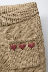 JUPE-CULOTTE EN MAILLE BRODÉE CŒURS