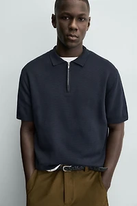 KNIT ZIP POLO SHIRT