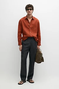 100% linen total look melange trousers
