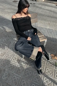BALLERINE CUIR BANDE MÉTALLIQUE