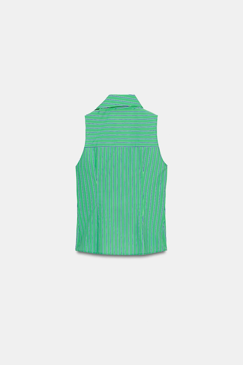 CHEMISE À RAYURES AVEC LACETS ET SANS MANCHES