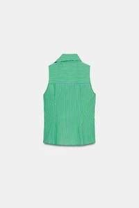 CHEMISE À RAYURES AVEC LACETS ET SANS MANCHES