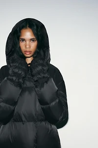 DOUDOUNE LONGUE PLUME ET DUVET CAPUCHE GANTS DÉPERLANTE