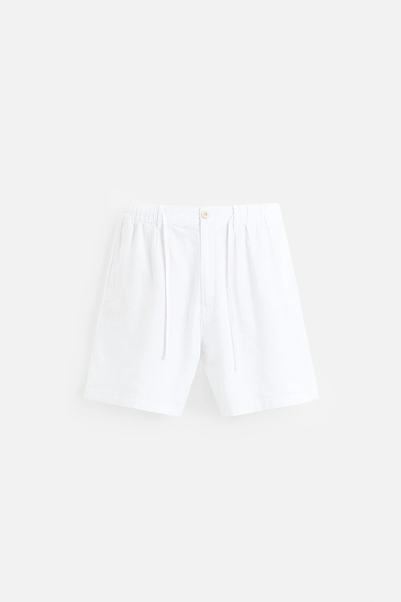 REGULAR FIT LINEN COTTON SHORTS