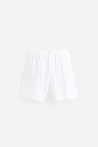 REGULAR FIT LINEN COTTON SHORTS