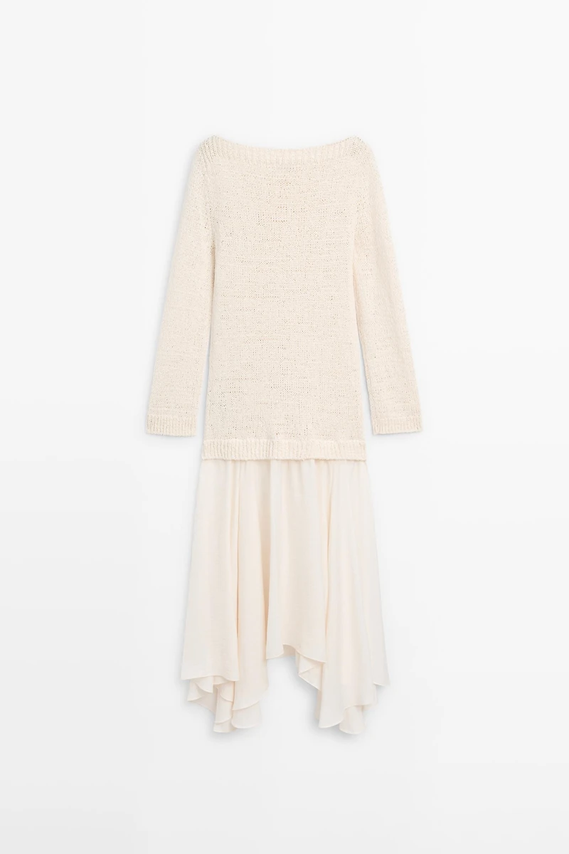 Combined asymmetric midi dress