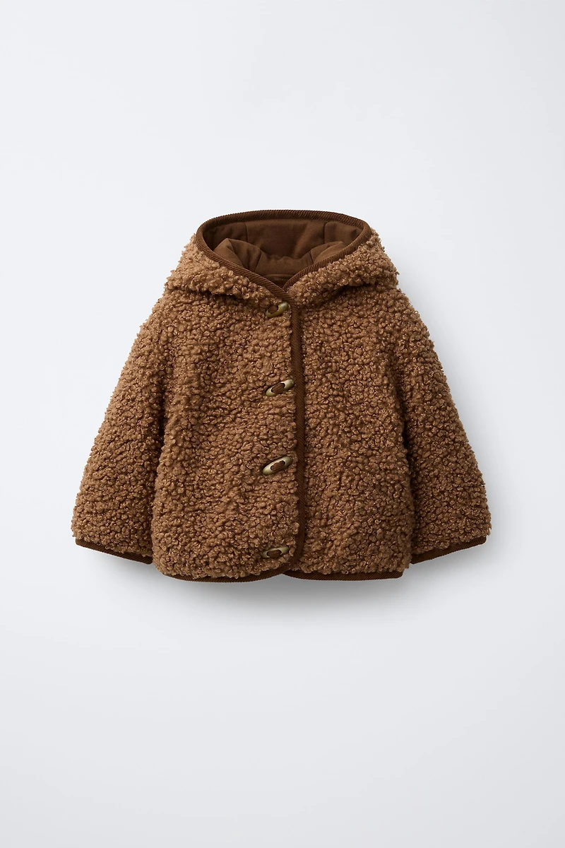 FAUX SHEARLING JACKET WITH FIREMAN CLASP