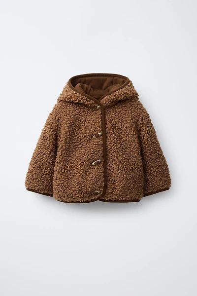 FAUX SHEARLING JACKET WITH FIREMAN CLASP