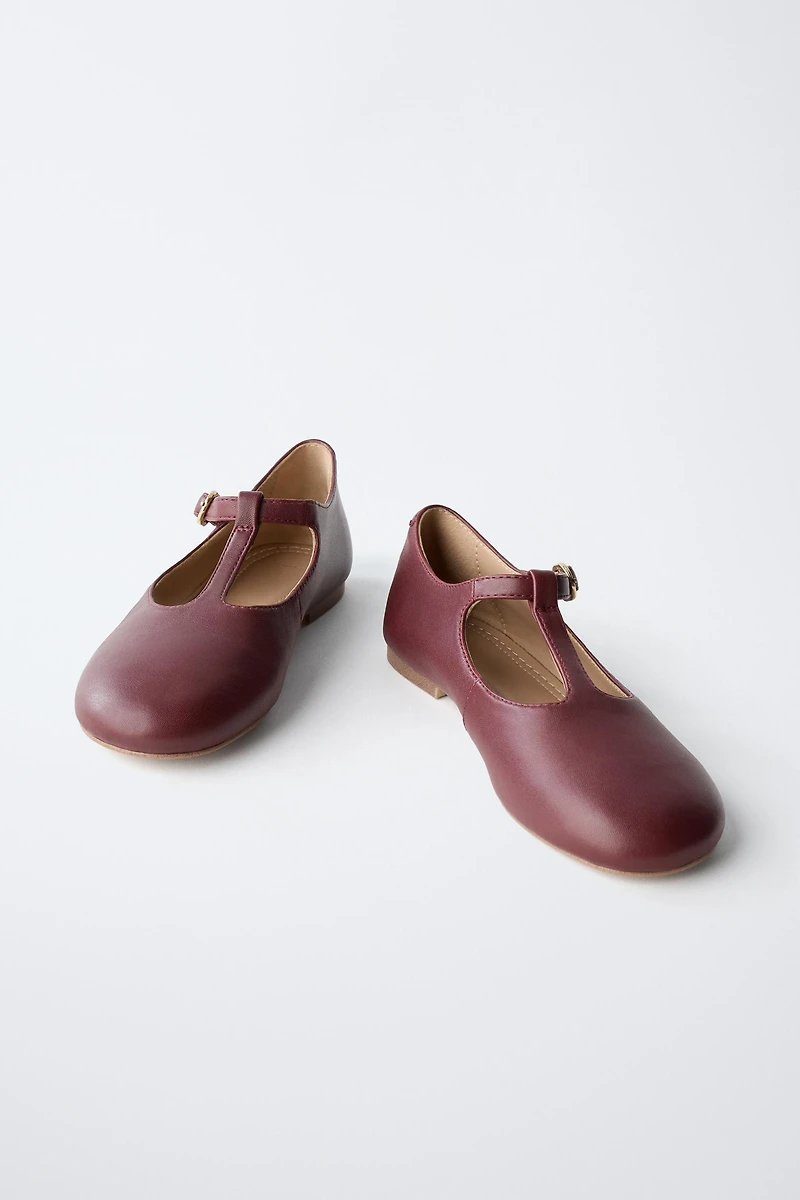 LEATHER T-BAR BALLET FLATS