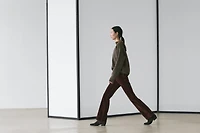 High-waist flocked boot-cut jeans