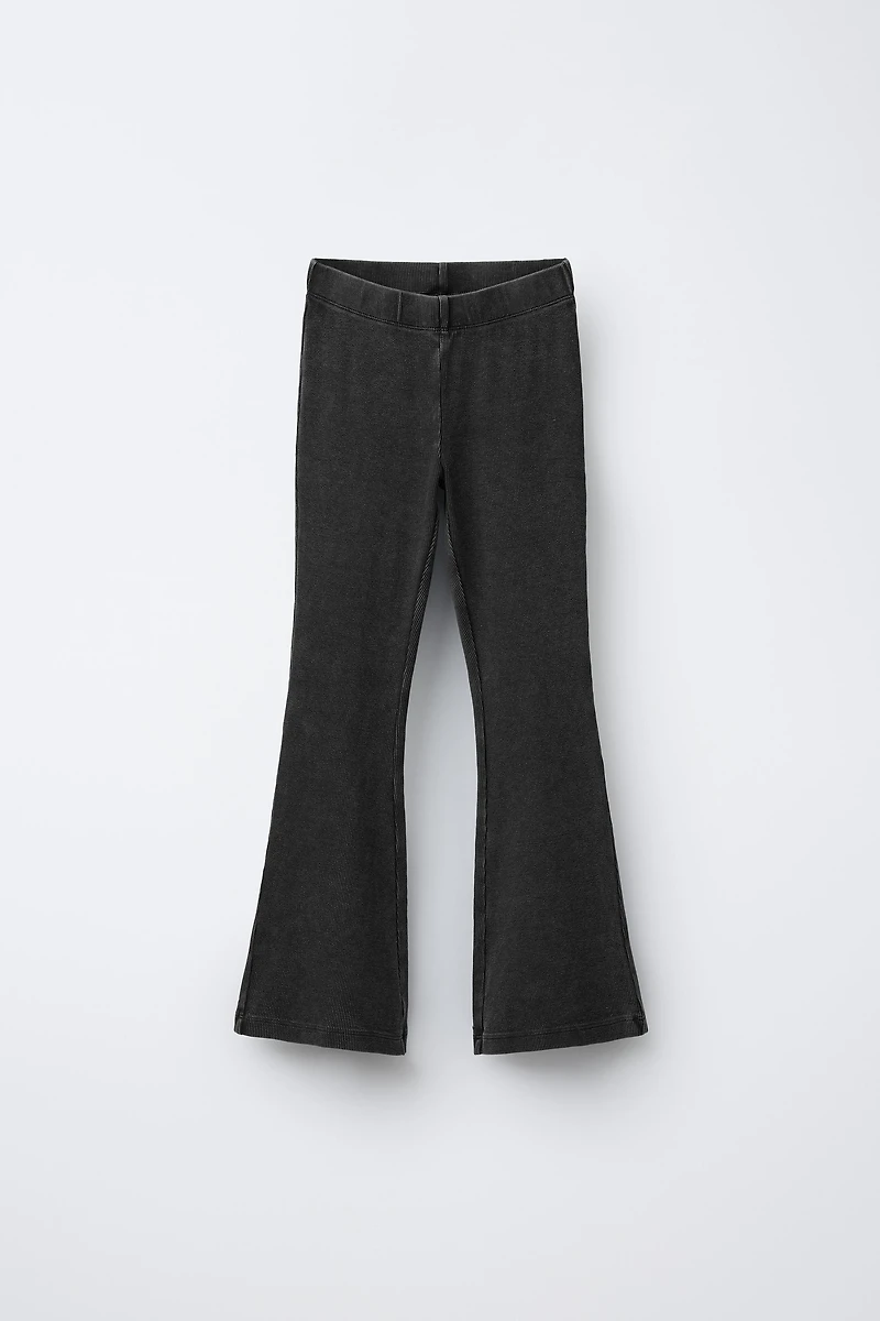HEAVY WEIGHT T-SHIRT AND WASHED EFFECT RIB FLARE LEGGINGS SET