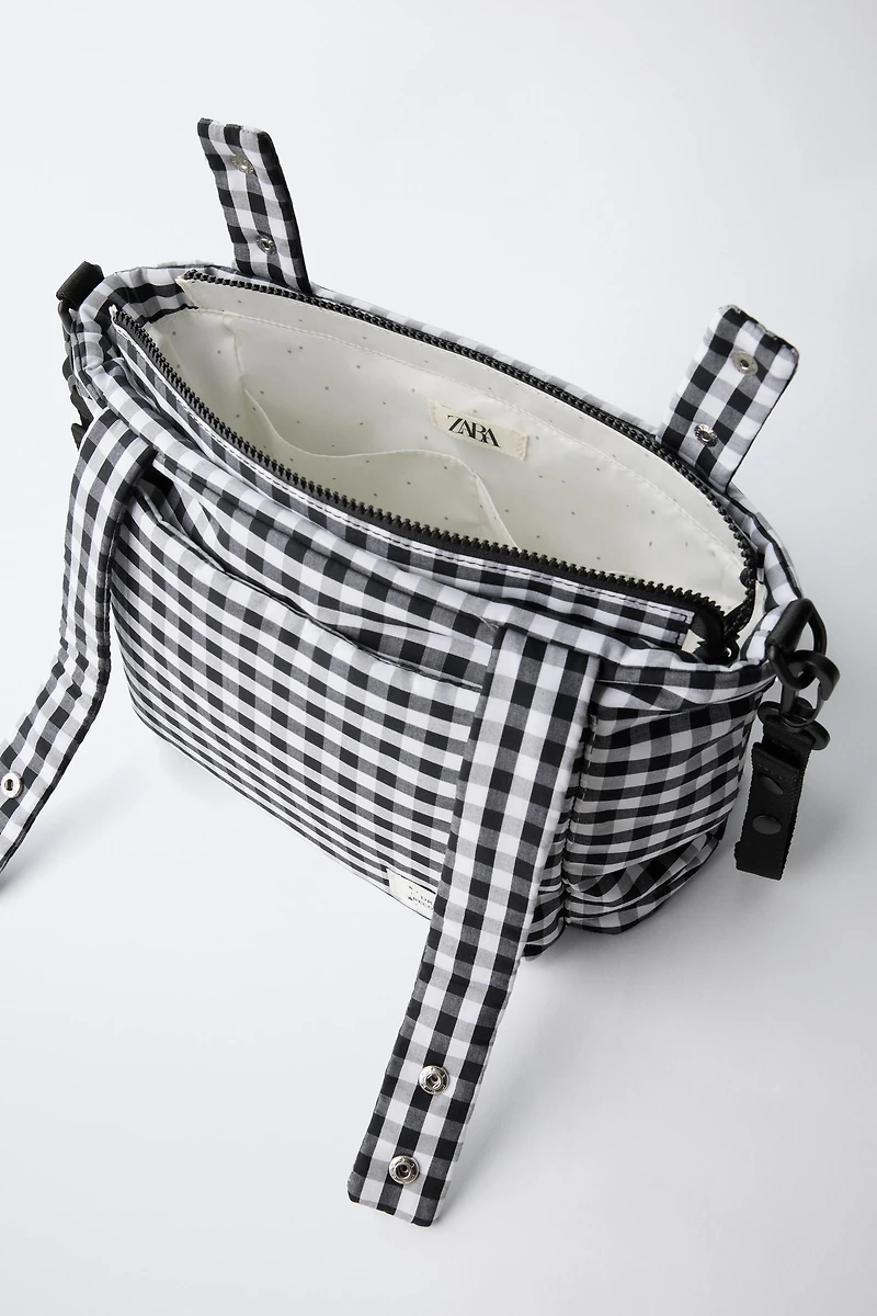 PLAID MATERNITY STROLLER BAG