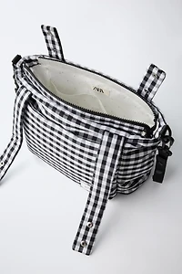 PLAID MATERNITY STROLLER BAG