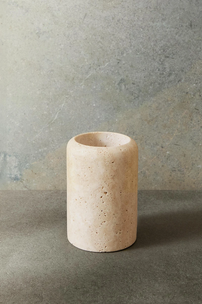BEIGE MARBLE TOOTHBRUSH CUP