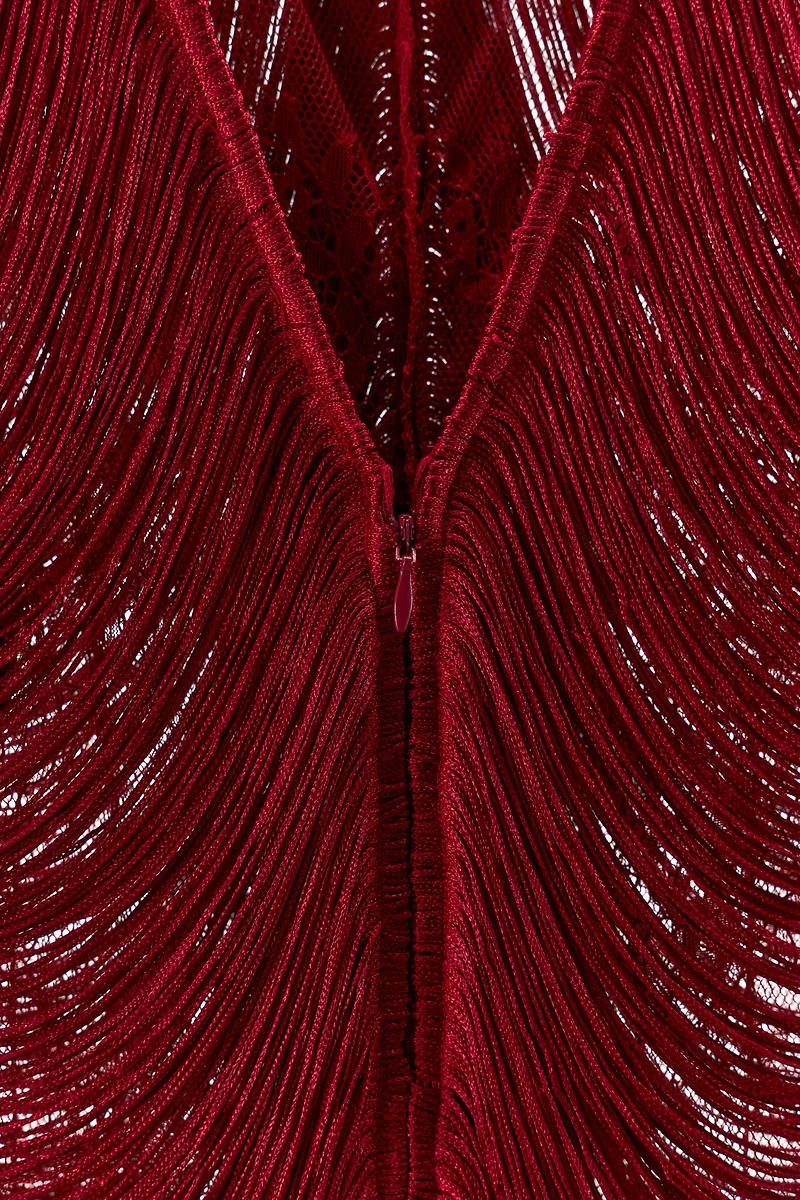 SHORT LACE FRINGE DRESS