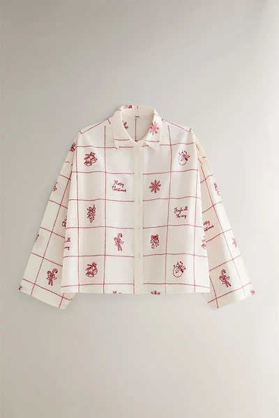 CHEMISE À CARREAUX BRODÉE NOËL