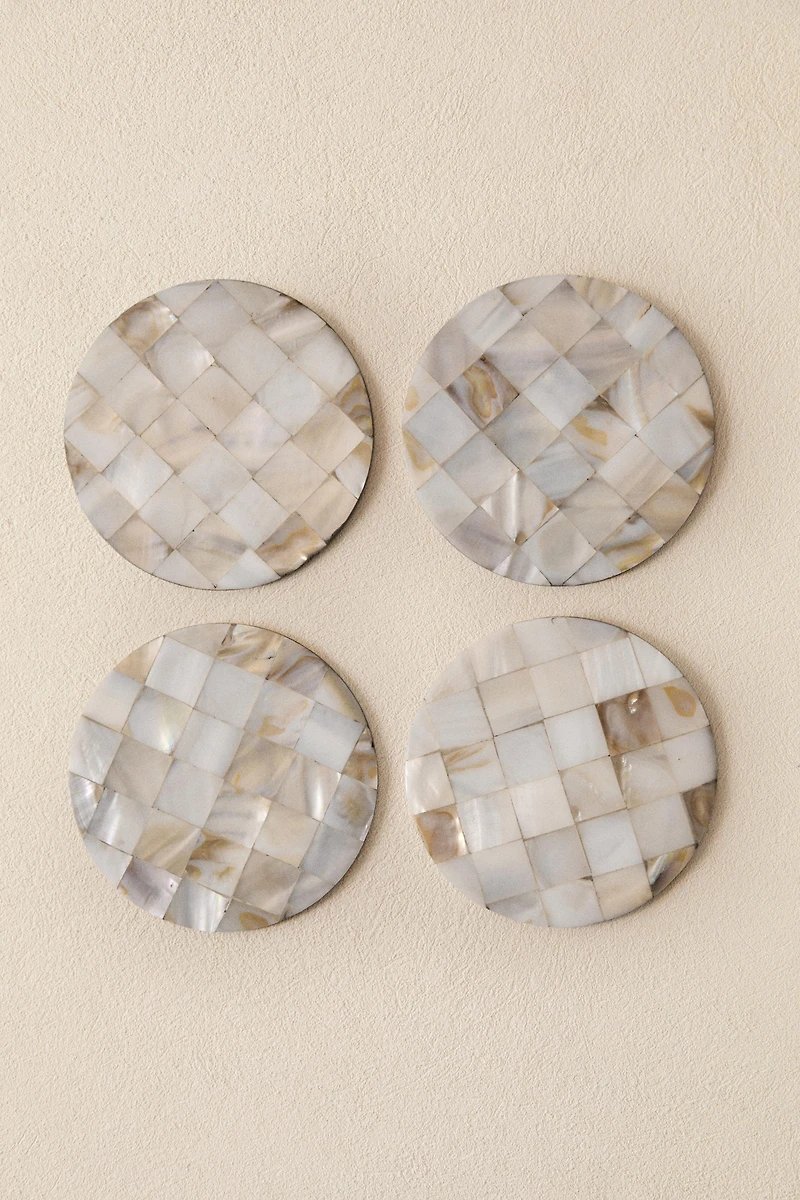 SET OF MOTHER-OF-PEARL COASTERS (SET OF 4)