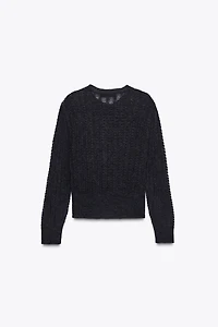 POINTELLE KNIT WOOL AND ALPACA CARDIGAN