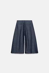 LONG BUTTONED LINEN SHORTS