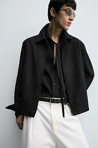 TEXTURED ZIP-UP OVERSHIRT
