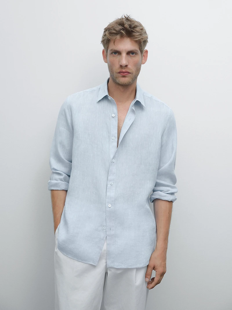 Slim fit 100% linen shirt