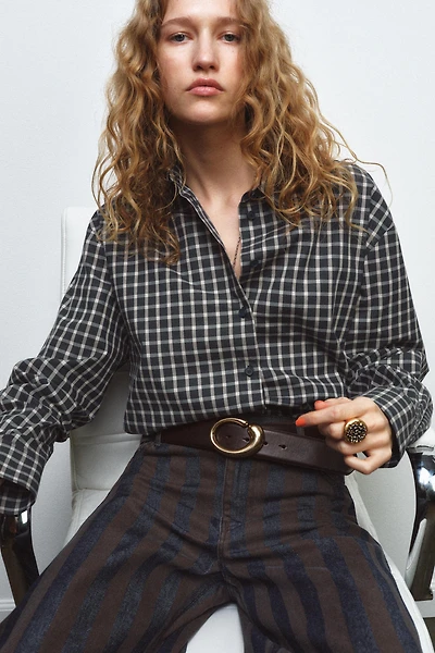 100% LEATHER BELT WITH OVAL BUCKLE