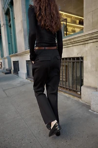 BELTED STRAIGHT LEG PANTS