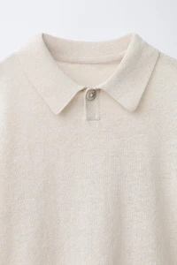 KNIT COTTON LINEN POLO SHIRT