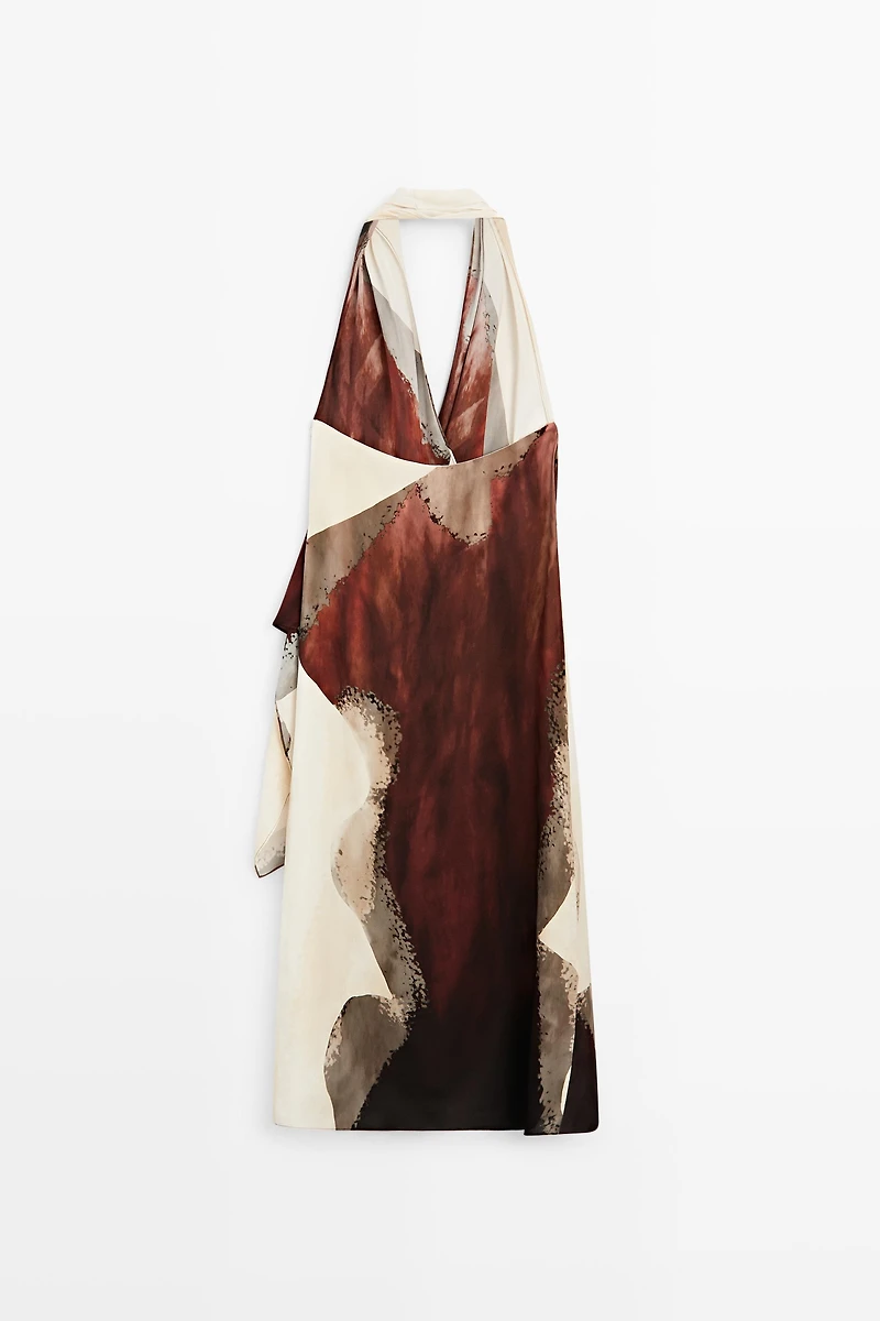Long flowing halter neck dress