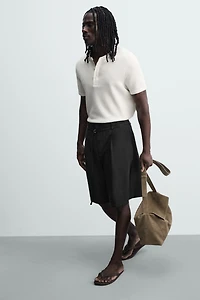 RELAXED FIT BELTED PLEATED SHORTS