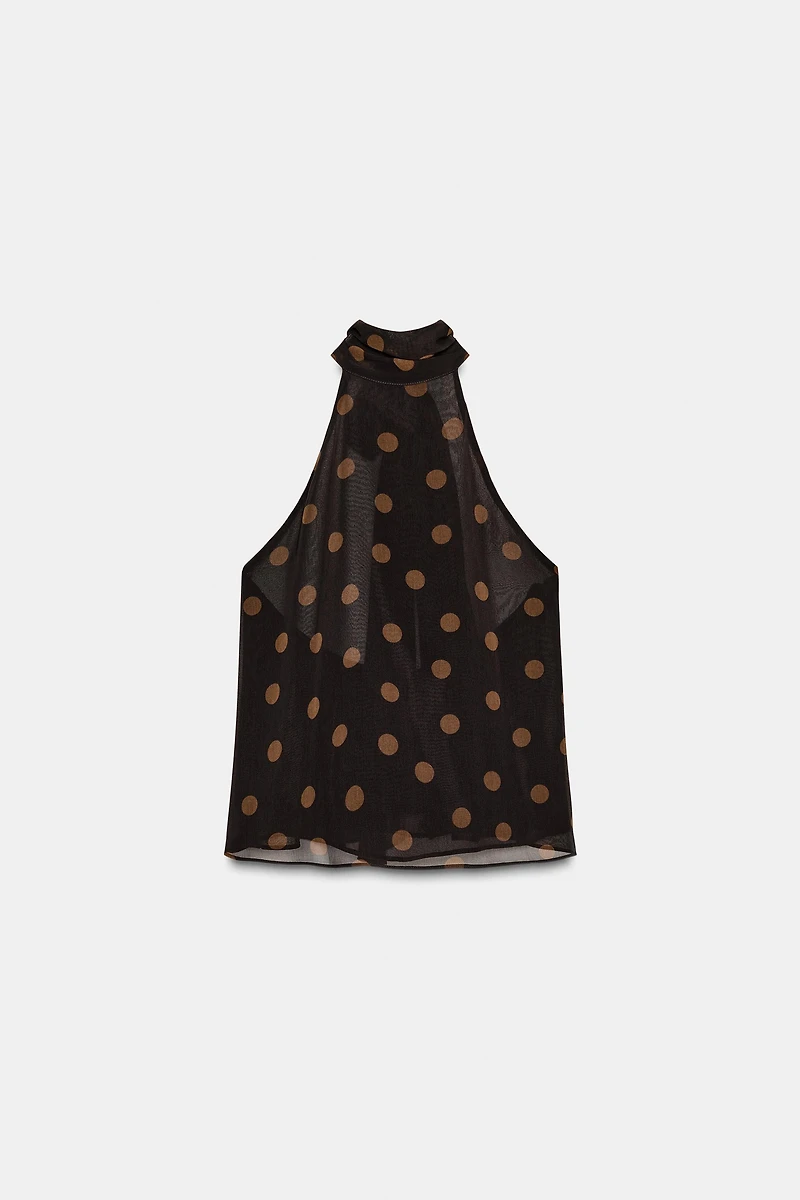 GEORGETTE HALTER TOP WITH DOTS