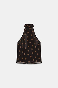 GEORGETTE HALTER TOP WITH DOTS
