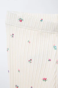 FLORAL RIBBED LEGGINGS