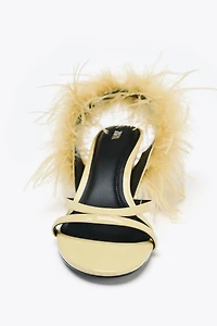 FEATHER METALLIC HEELED SANDALS