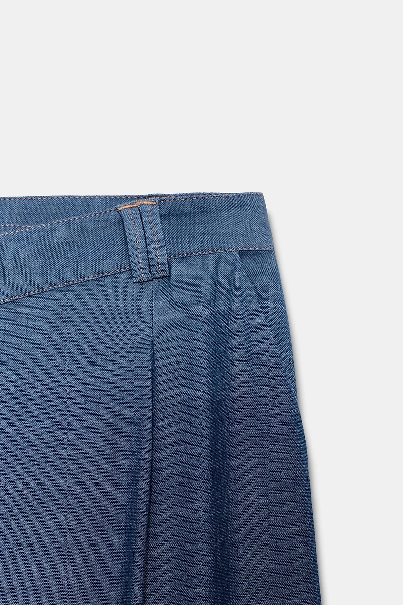 CROSSOVER WAIST WIDE LEG PANTS