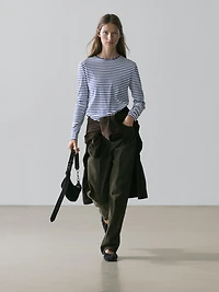 Striped long sleeve T-shirt with contrast detail
