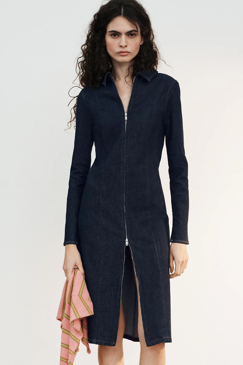 TRF DENIM ZIPPER DRESS